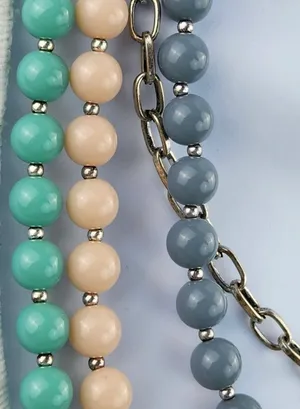 Premier Designs Multicolor Layered Beaded Charm Statement Necklace Silver Tone  thumbnail 5