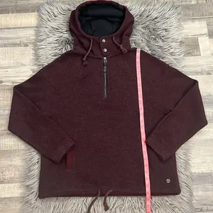 prAna Hartlie wool blend pullover half zip jacket mulled wine M thumbnail 8
