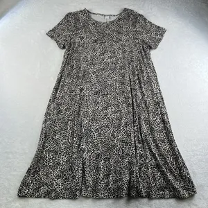 Old Navy‎ L Large Swing Dress Short Sleeve Leopard Print Jersey Knit Crew Neck thumbnail 3