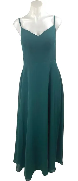 Azazi Blue Sleeveless V Neck A Line Bridesmaid Gown Cami Maxi Dress Size M thumbnail 1