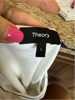 Women's Theory White & Black Scoop Neck Pima Cotton Tank Top Size S thumbnail 4