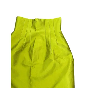H&M Women's Bright Yellow Pleated High Waisted Mini A-Line Bodycon Skirt Size 2 thumbnail 2