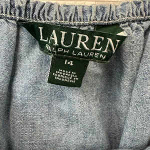Lauren Ralph Lauren Chambray Off The Shoulder Smocked Tiered Midi Dress‎ Blue 14 thumbnail 4