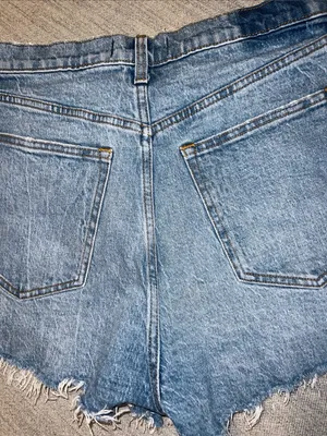 Abercrombie & Fitch Black Distressed High-Rise Denim Shorts 90s relaxed cutoff 8 thumbnail 5