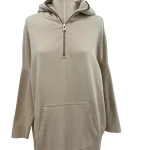 AllSaints Xonda Hoodie Dress Sweatshirt Zip‎ 1/4 Zip Beige Cream Size Small thumbnail 6