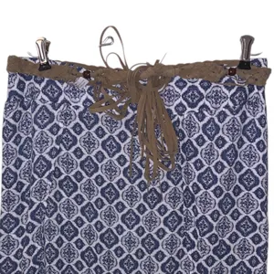 Faded Glory Blue Patterned Women's Maxi Skirt Twisted Faux Leather Belt Flap thumbnail 5