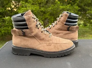 Aquatalia Mayra Weatherproof Suede Ankle Moto Boots Brown Size 10.5 thumbnail 1