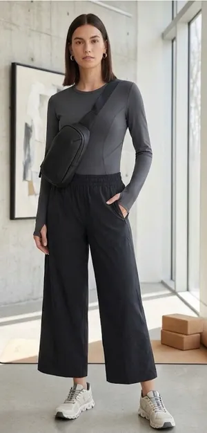 Lululemon Wanderer Crop Athletic Performance Culotte Black 14 Tall thumbnail 1