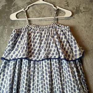 Polo Ralph Lauren Blue White Ruffle‎ Shoulder Strap Pom Pom Dress 10 New thumbnail 4