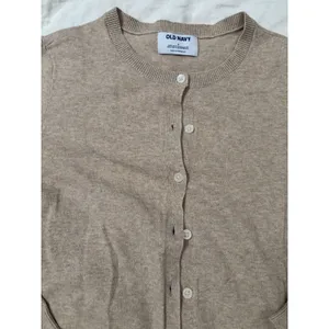 Old Navy Beige Button Front Crewneck Cardigan Sweater Size Small thumbnail 3