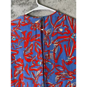 Diane von Furstenberg Elsden 100% Silk Floral Mini Dress Blue Red Size 0 thumbnail 4