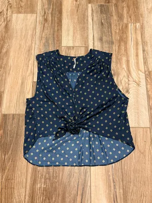 Free People Women's Silky Pattern Tie Front Sleeveless Blouse Top thumbnail 2