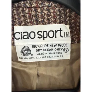 Ciao Sport Ltd Vintage Wool Blazer Womens 12 Brown Tweed Piping Academic Jacket thumbnail 2