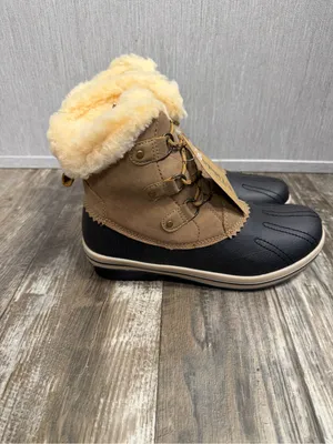 PAWZ Brown and Black Faux-Fur Lined Lace-Up Winter Rain Boot Size 10 thumbnail 13