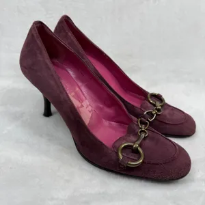 Coach Aubry P554 Burgundy Suede Horsebit Loafer Pumps Made in Italy Womens 6.5 B thumbnail 1