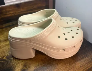 Crocs tan heeled mules size 12 thumbnail 1