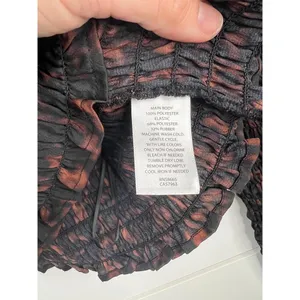 Open Edit Black Brown Ruche Smocked Long Sleeve Scoop Neck Crop Top Sz S thumbnail 8