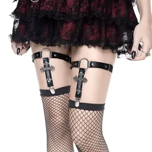 Black Gothic Leg Garters thumbnail 4