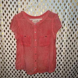 Free People We the Free Viscose Dark Coral Gauze Blouse size M Orange top thumbnail 6
