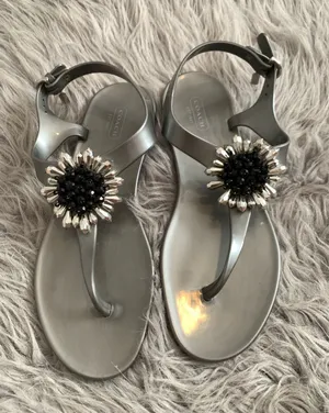 Coach Hilda Jelly Thong y2k Sandals in gray with beaded crystal thumbnail 1