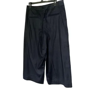 Ann Taylor Navy Blue Linen Blend Sailor Wide Leg Cropped Pants Size 8 thumbnail 3