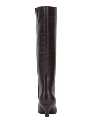 NWT INC International Concepts Knee-High Boots with Kitten Heel Brown Croc 7.5M thumbnail 3