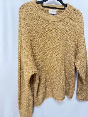 Universal Threads Womens‎ Sweater Size L Gold Knit Waffle Cozy Oversized thumbnail 5
