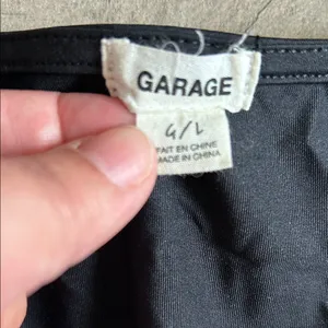 Garage Black Long Sleeve Cropped Wrap-Style Top thumbnail 2