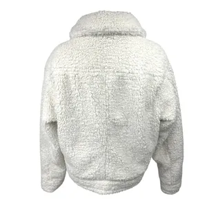 Urban Outfitters Clara Cream White Teddy Fleece Full Zip Moto Coat Jacket Size M thumbnail 2