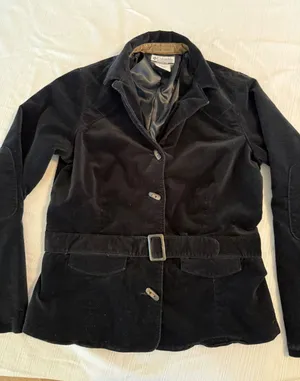 Columbia River Resort Black velvet Belted Blazer Jacket Women‎ Small HL7115 thumbnail 1