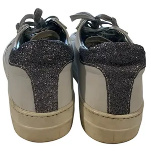 P448 John Sneaker UK 37 US 7 White Silver Glitter Low Top Distressed Luxury Core thumbnail 2