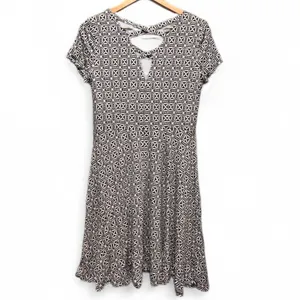 Loft Short Sleeve Stretch Blue White Geometric Skater‎ Dress Sz 6 thumbnail 2