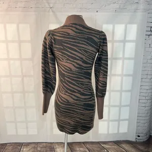 Heartloom Brown Black Animal Print Bishop Long Sleeve Sweater Dress Size XS thumbnail 7