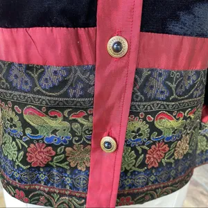 Coldwater Creek Small Jacket Velvet Button Front Black Wine Tapestry Holiday thumbnail 11