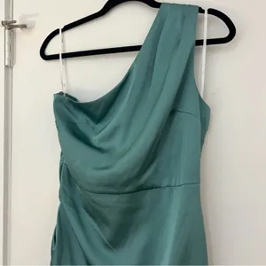 Lulu’s Love Me Tonight Sage Green Satin One-Shoulder Mini Dress thumbnail 7