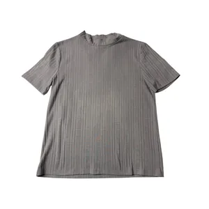 Forever 21 Womens Large Gray Ribbed Mock Neck Short Sleeve Fitted Top thumbnail 4