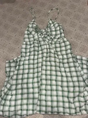 Final Touch White and Green Plaid Maxi Dress thumbnail 4