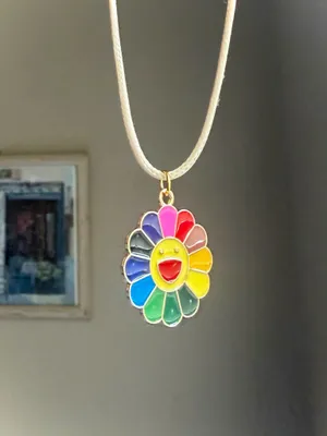 Handmade rainbow sunflower unisex Kawaii y2k harajuku style necklace🌻🌈❤️ thumbnail 5