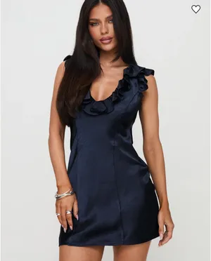 Princess Polly Navy Ruffle Mini Dress thumbnail 3