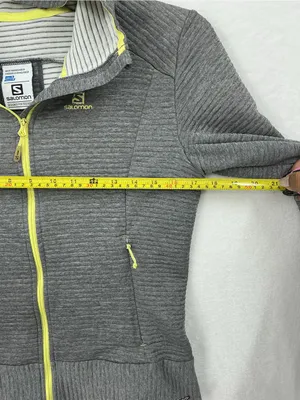 Salomon Gray Hooded Bomber Jacket with Yellow Trim 1158 thumbnail 4