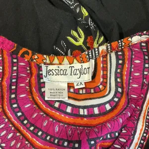 Embroidered Black Sleeveless Tunic with Pink & Red Yoke thumbnail 4