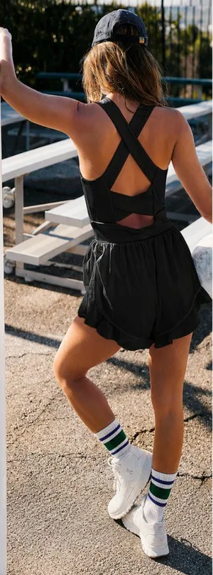 FP Movement Breathless Shortsie Mini Short Romper Dress Black XS $128 thumbnail 1