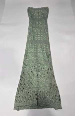 SNDYS x REVOLVE Strapless Crochet Maxi Dress in Green Shimmer thumbnail 3