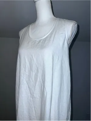 Saks Fifth Avenue White 100% Linen Sleeveless Maxi Dress S thumbnail 9