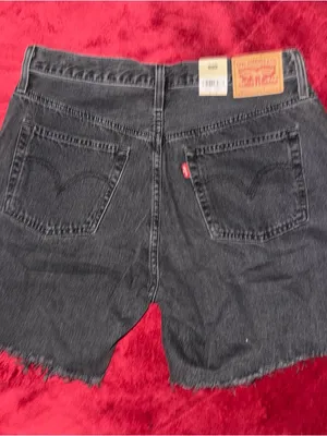 Levi's Charcoal Distressed‎ Denim Shorts thumbnail 6