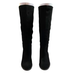 Crevo Atty Knee High Tall Boot Black Suede Stacked Heel Size 7.5 Minimalist Boho thumbnail 2