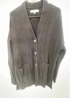 Loft size L Cozy Black Knit Cardigan with ButtonsS-17‎ thumbnail 1
