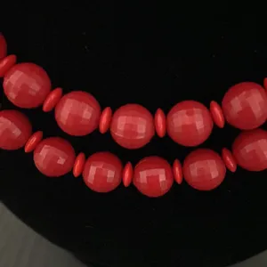 Vintage Beaded Choker Necklace Red thumbnail 2