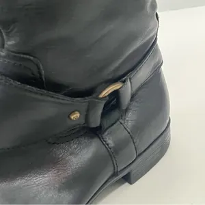 RALPH LAUREN Sulita Leather Black Brown Harness Zipper Knee High Riding Boots 7 thumbnail 9