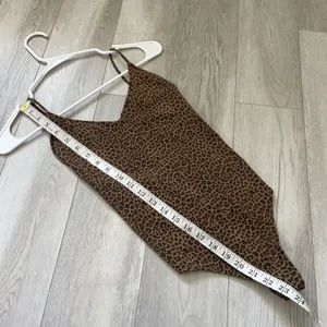 Re/Done Cami Bodysuit cotton leopard print backless womens Brown small going out thumbnail 4